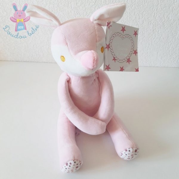 Doudou Biche rose blanc TOM & KIDDY