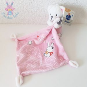 Doudou Ours rose blanc mouchoir sweet dreams MOTS D’ENFANTS