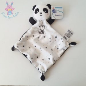 Doudou plat Panda noir blanc empreintes MOTS D’ENFANTS