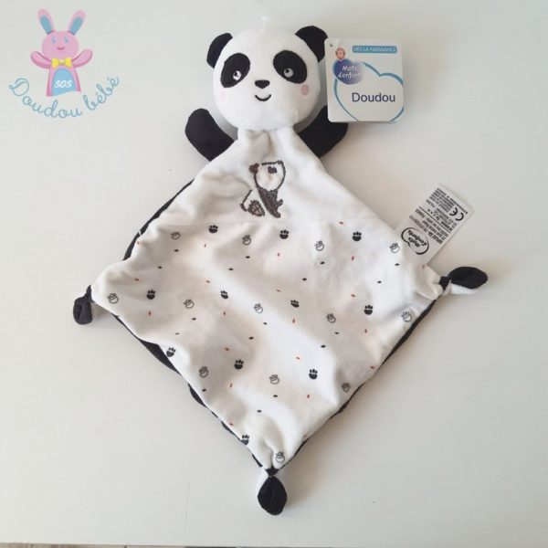 Doudou plat Panda noir blanc MOTS D'ENFANTS