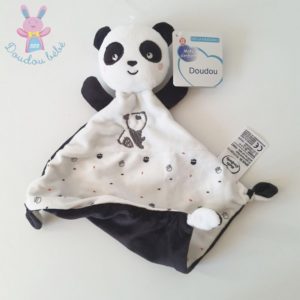 Doudou plat Panda noir blanc empreintes MOTS D’ENFANTS