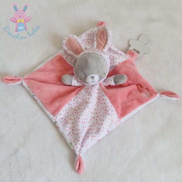 Doudou plat Lapin rose GEMO