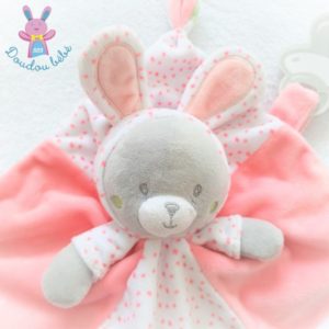 Doudou plat Chat déguisé en Lapin rose blanc gris pois fleurs Gémo