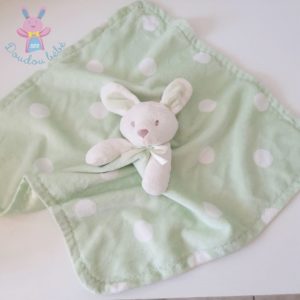 Doudou plat Lapin vert pois satin BLANKETS AND BEYOND