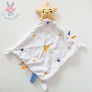 Doudou étoile mouchoir jaune bleu orange blanc BABY CALIN