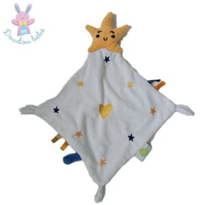 Doudou étoile mouchoir jaune bleu orange blanc BABY CALIN