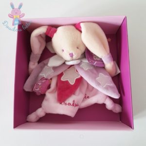 Lapin plat rose étoiles chouette ça brille DOUDOU ET COMPAGNIE