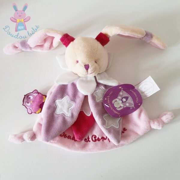 Lapin plat rose étoiles chouette ça brille DOUDOU ET COMPAGNIE – Image 3