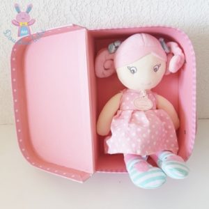 Doudou et Compagnie - Doudou Lapin Mouchoir - Boîte en Forme de Fleur -  Bleu - Idée Cadeau de Naissance Fille et Garçon - Garantie Doudou Perdu 