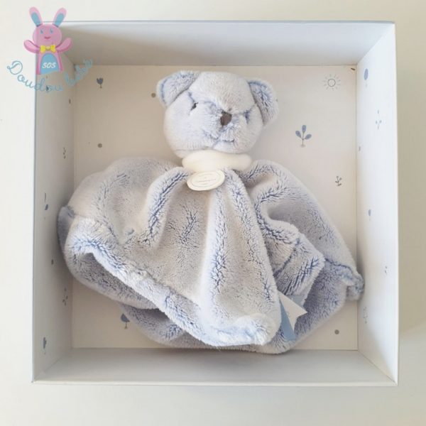Doudou Ours plat bleu blanc j'aime mon DOUDOU ET COMPAGNIE – Image 2