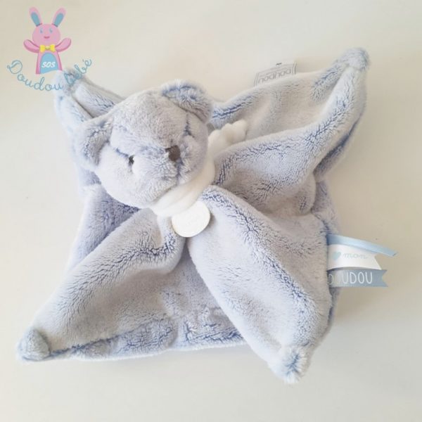 Doudou Ours plat bleu blanc j'aime mon DOUDOU ET COMPAGNIE – Image 3