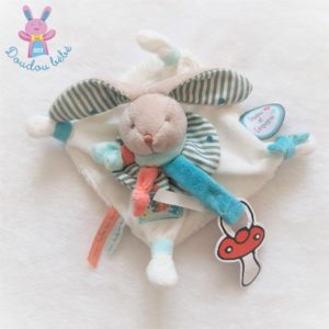 Lapin plat blanc bleu rayé Happy puzzle DOUDOU ET COMPAGNIE