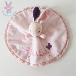 Doudou plat Lapin rose violet rond Je t’aime KALOO