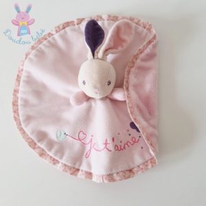 Doudou plat Lapin rose violet rond Je t’aime KALOO