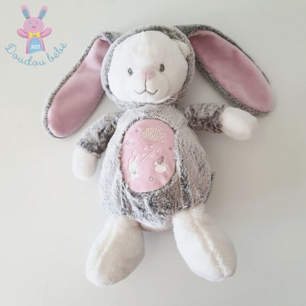 Doudou Lapin gris rose MOTS D'ENFANTS