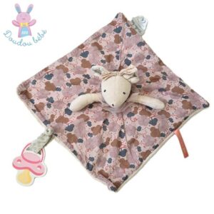 Doudou plat Souris Lala Il était une fois rose fleurs MOULIN ROTY