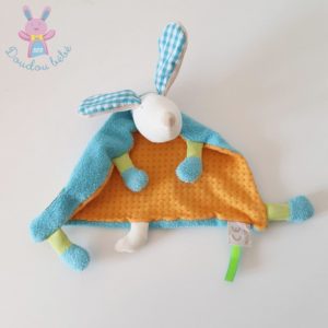 Doudou plat Chien bleu orange Pinpin bicyclette MOULIN ROTY