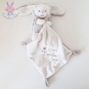 Doudou Ours déguisé en Lapin mouchoir beige blanc SIMBA