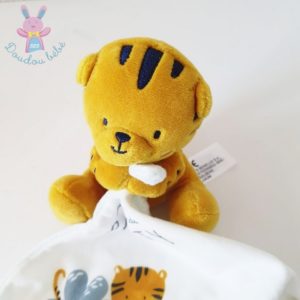 Doudou Tigre orange mouchoir blanc Jungle friends party SIMBA