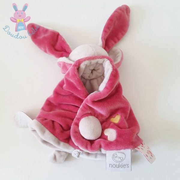 Doudou plat Lapin Anna & Pili rose cœur NOUKIE'S – Image 3