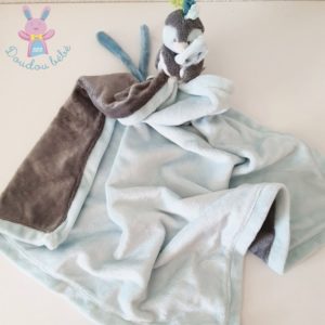 Doudou Pingouin Louis couverture gris bleu NOUKIE’S