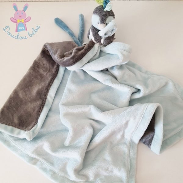 Doudou Pingouin Louis couverture gris bleu NOUKIE'S – Image 2