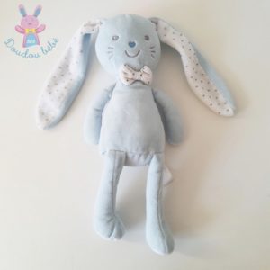 Doudou Lapin bleu blanc étoiles argentées TEX BABY