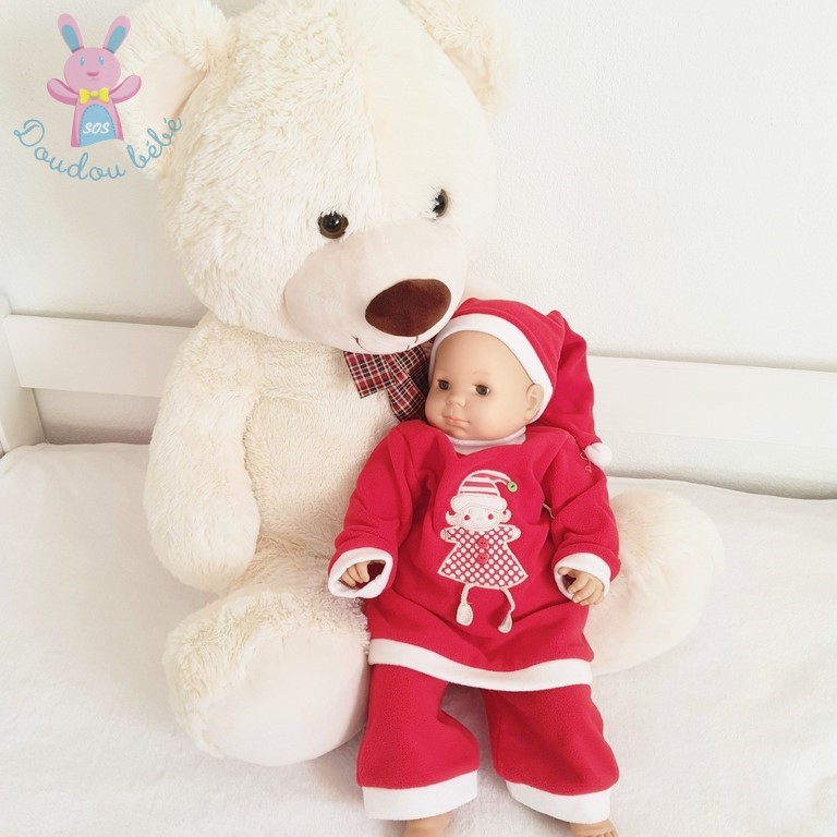 Tenue de Noël polaire rouge + Bonnet bébé fille 6 MOIS