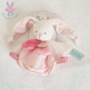 Doudou plat Lapin blanc rose rayé Les Tendres BABY NAT