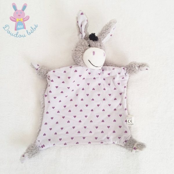 Doudou plat Ane gris mauve