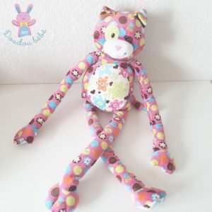 Grand doudou Chat rose fleurs multicolore MARY MEYER