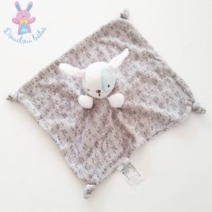 Doudou plat Lapin cocard bleu gris blanc SIPLEC LECLERC