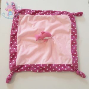 Doudou plat Dauphin rose et pois blanc TOI TOYS