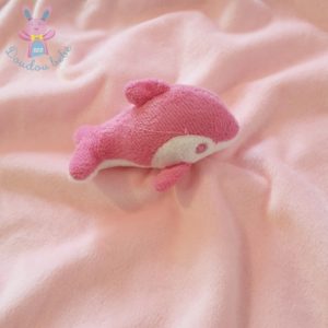 Doudou plat Dauphin rose et pois blanc TOI TOYS