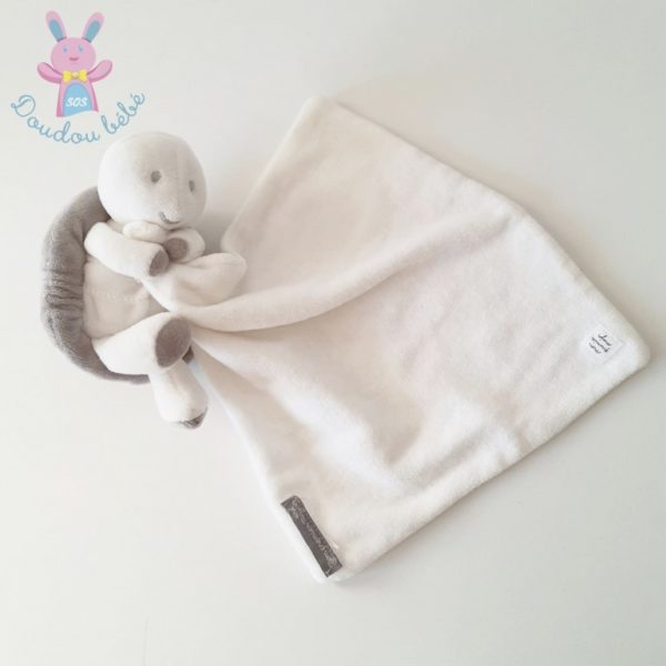 Doudou Tortue blanc gris mouchoir SERGENT MAJOR