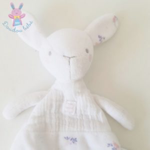 Doudou semi-plat Lapin blanc fleurs mon premier SERGENT MAJOR