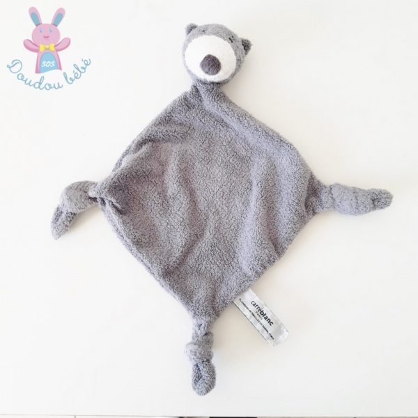 Doudou plat Loup gris CARRE BLANC