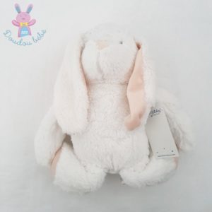 Doudou grand Lapin blanc et saumon 40 cm TEXTURA