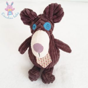 Doudou Ours Gromos marron cravate 30 cm LES DEGLINGOS