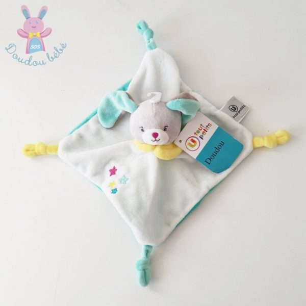 Doudou plat Lapin blanc vert U TOUT PETITS