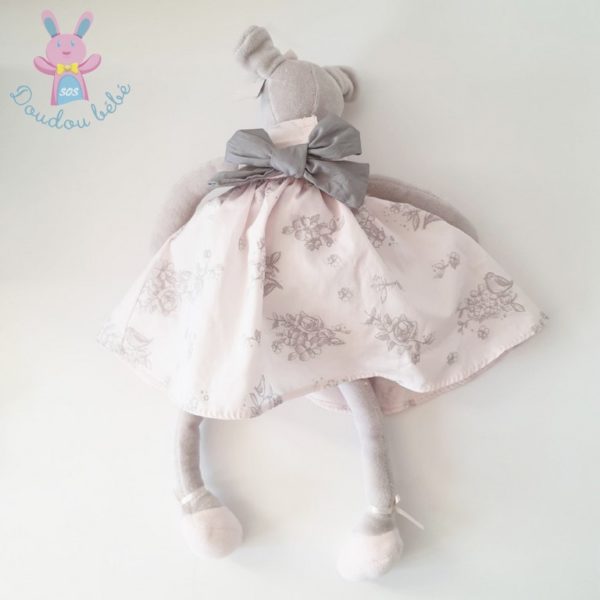 Doudou Souris grise robe rose nœud TARTINE ET CHOCOLAT – Image 5
