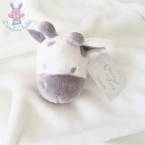 Doudou plat Vache Girafe polaire blanc gris taupe MOON & STARS