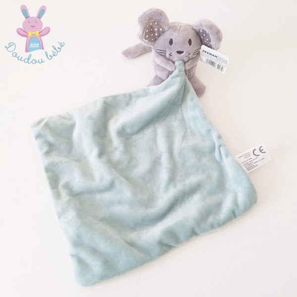 Doudou Souris gris mouchoir vert ZEEMAN