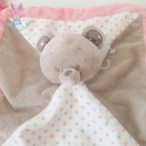 Doudou plat Ours rose beige taupe étoiles PAT & RIPATON LA HALLE