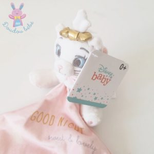 Doudou Chat Marie blanc mouchoir rose Good Night DISNEY