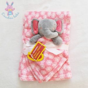 Doudou plat éléphant rose + Plaid BABYGRO