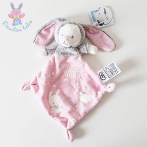 Doudou plat Ours lapin rose luminescent MOTS D’ENFANTS