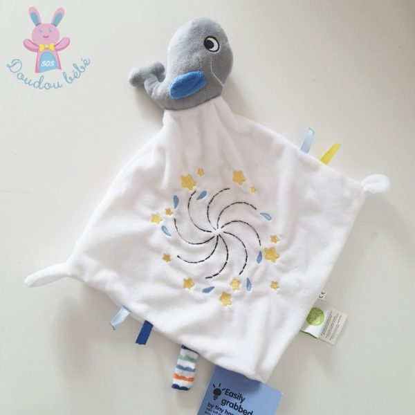 Doudou Baleine mouchoir blanc gris BABY CALIN