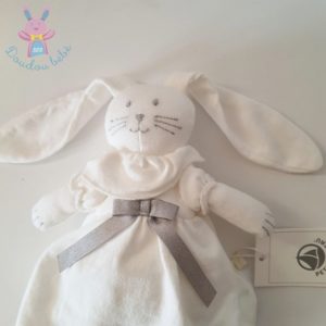 Doudou Lapin blanc robe nœud gris PETIT BATEAU