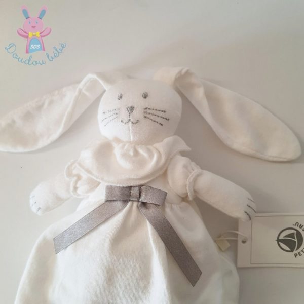 Doudou Lapin blanc robe nœud gris PETIT BATEAU – Image 2